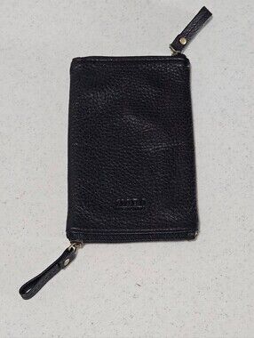 HOBO International Black Leather Double-Zip Pouch